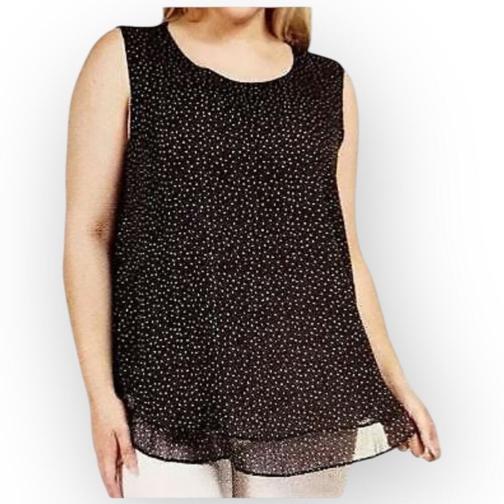 Cristina B Polka Dot Sleeveless Blouse Women S Black NWT